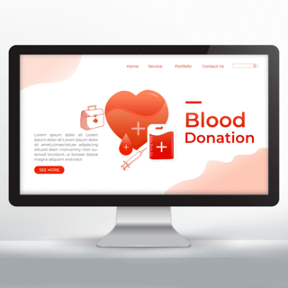 红色卡通风格义务献血宣传网页设计