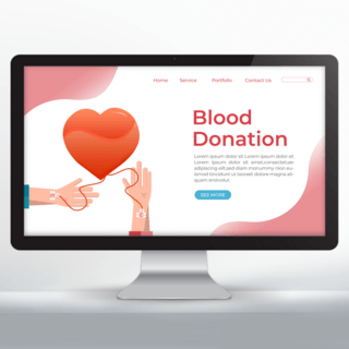 教育网页海报模板_手绘风格义务献血宣传网页设计