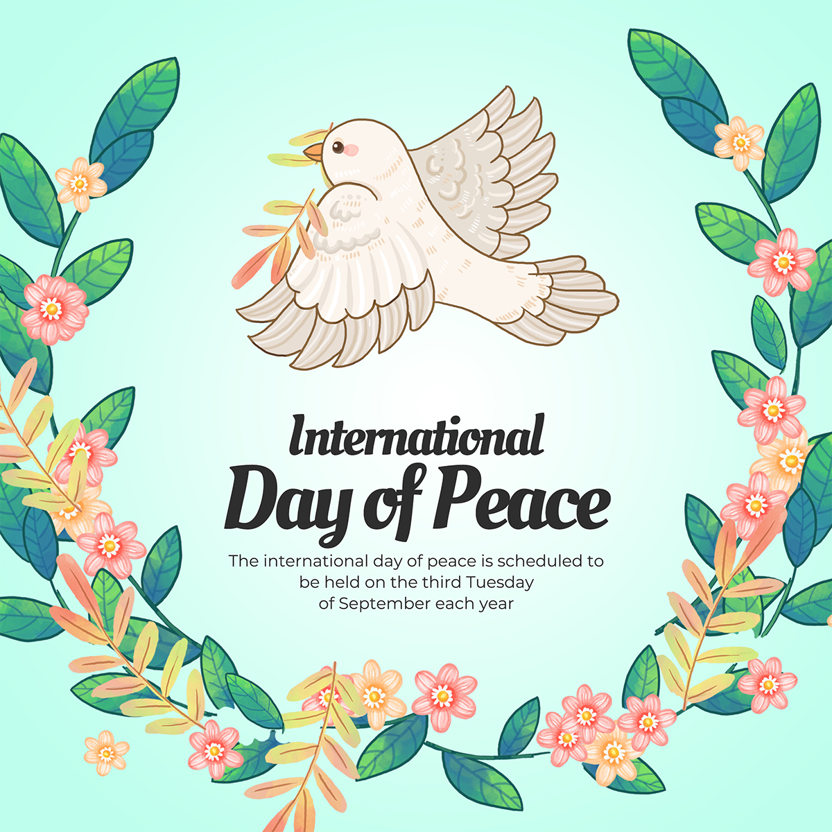 花环国际和平日鸽子海报宣传图片