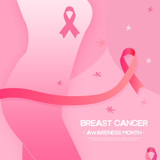 粉色渐变丝带乳腺癌防治月宣传sns