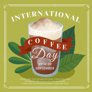 咖啡爱好者海报模板_复古风格手绘国际咖啡日宣传sns