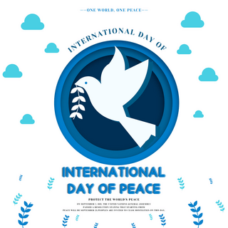 和平海报海报模板_蓝色international day of peace海报