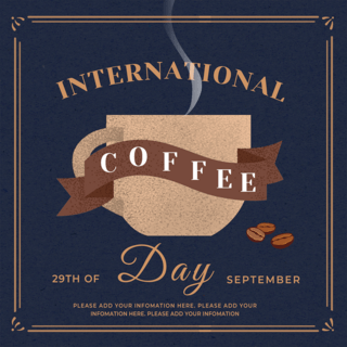 咖啡爱好者海报模板_深色风格国际咖啡日宣传sns