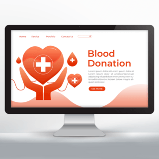 红色爱心手绘风格献血宣传网页设计