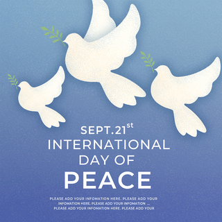 和平的白鸽海报模板_手绘鸽子国际和平日海报
