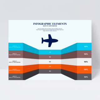 商务图表信息图表海报模板_立体彩色创意飞机模型商务信息图表传单