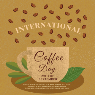 咖啡爱好者海报模板_手绘国际咖啡日宣传sns