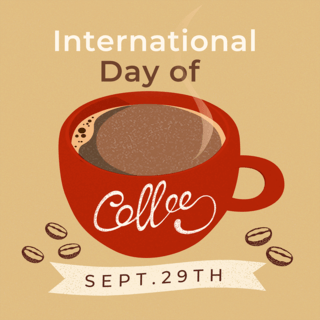 简洁手绘国际咖啡日宣传sns
