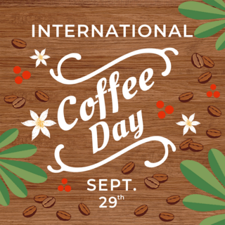 木质手绘国际咖啡日sns