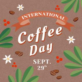 手绘植物国际咖啡日sns