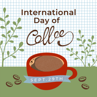 咖啡爱好者海报模板_手绘国际咖啡日宣传sns