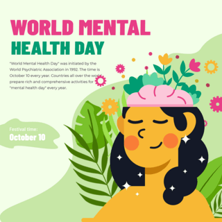 卡通手绘风格world mental health day设计