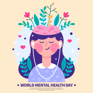 彩色手绘world mental health day sns