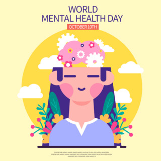 黄色卡通world mental health day sns