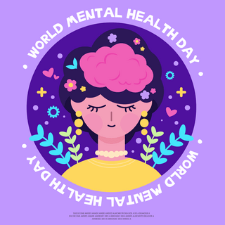 紫色矢量world mental health day sns