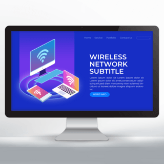 网页设计宣传海报模板_手绘电脑手机元素wifi宣传网页设计