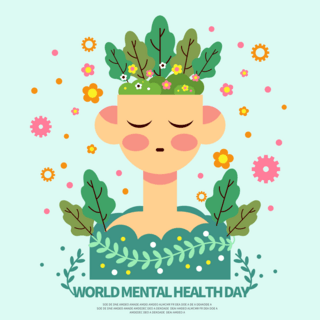 绿色矢量world mental health day sns