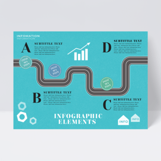 蓝色道路元素信息图表传单