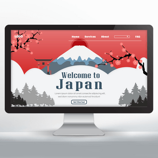 网页设计宣传页海报模板_日本旅游宣传红色落地页设计