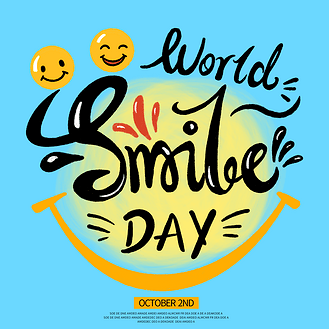 蓝黄色world smile day社交媒体sns