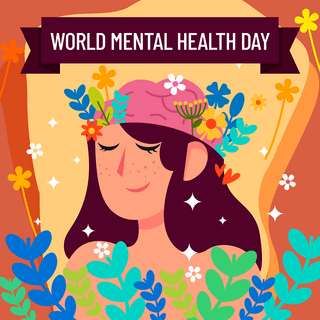 精神健康日海报模板_world mental health day 社交媒体