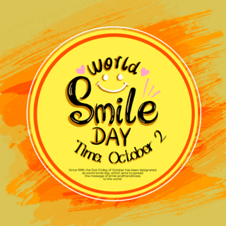 黄色卡通world smile day节日社交媒体