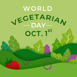 剪纸风格world vegetarian day节日sns