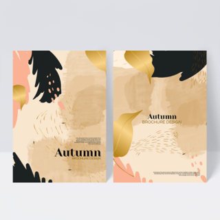 秋季叶子海报模板_金色秋季抽样封面设计