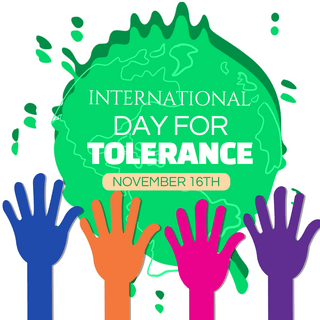 彩色手掌海报模板_绿色international day for tolerance节日社交媒体