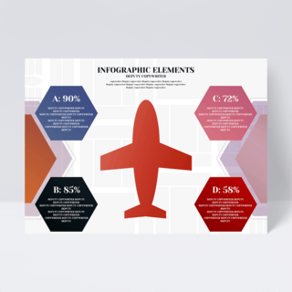图表设计海报模板_时尚商务简约飞机模型彩色创意表格信息图表设计传单