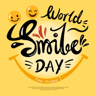 社交元素海报模板_手绘卡通风格笑脸元素world smile day节日社交媒体