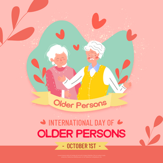 橙色手绘老人international day of older persons节日社交媒体