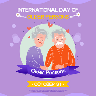 紫色手绘老人international day of older persons节日社交媒体