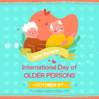 day手绘海报模板_蓝色手绘老人international day of older persons节日社交媒体