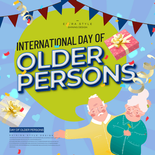 卡通day海报模板_卡通简约international day of older persons社媒sns