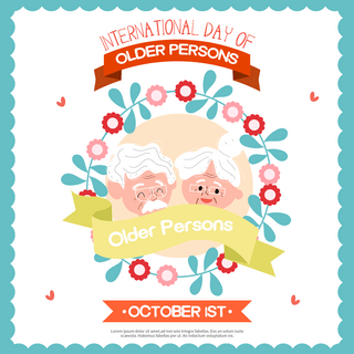 简约蓝色老人international day of older persons节日社交媒体