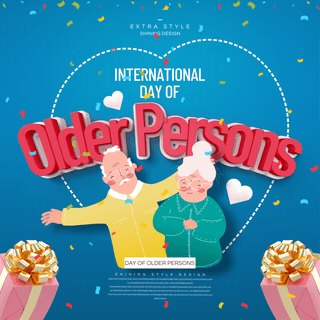 简约卡通时尚international day of older persons节日sns
