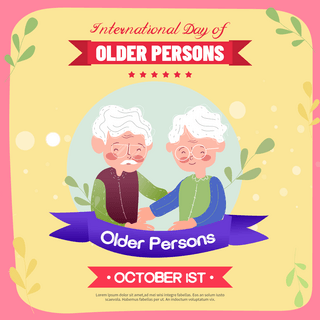 黄色卡通老人international day of older persons 节日社交媒体