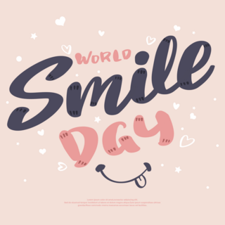 可爱粉色笑脸海报模板_粉色world smile day 节日社交媒体