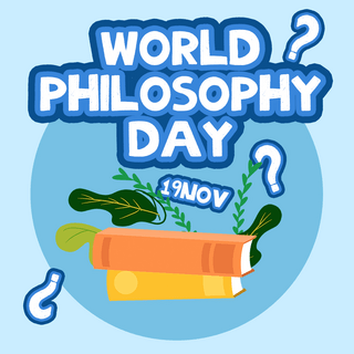 中外学者海报模板_书本world philosophy day 节日社交媒体