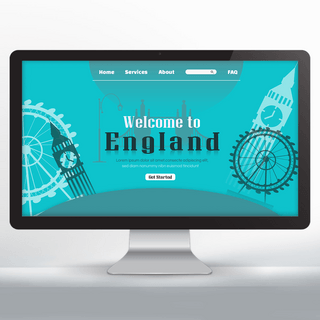英国旅游宣传主页设计蓝色背景