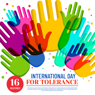 彩色手掌海报模板_international day for tolerance 节日社交媒体