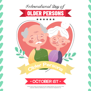 卡通手绘老人international day of older persons节日社交媒体