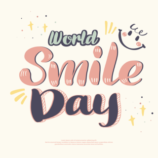 手绘风格world smile day 节日社交媒体