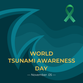 绿色丝带元素world tsunami awareness day海报设计