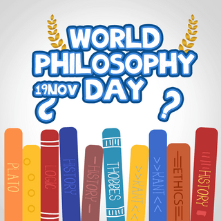 学者海报模板_书本world philosophy day 节日社交媒体