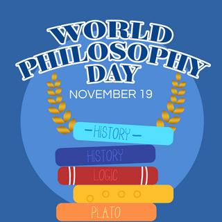 橙色书本海报模板_书本world philosophy day 节日社交媒体