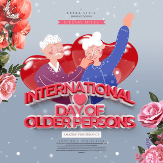 浪漫手绘international day of older persons 节日社交媒体