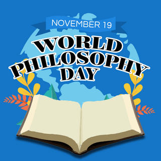 学者海报模板_书本world philosophy day 节日社交媒体