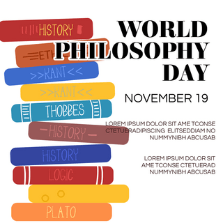 中外学者海报模板_地球简约world philosophy day 节日社交媒体